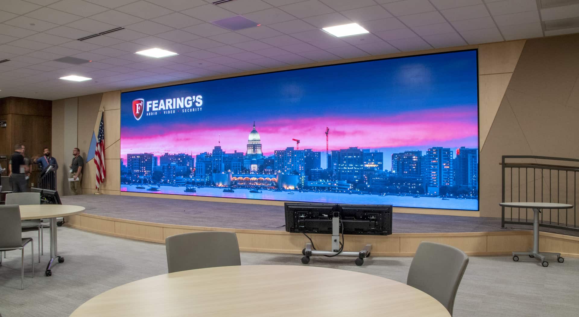 Photo of a LED video wall installed by Fearing's Audio Video Security of Madison and Milwaukee Wisconsin.