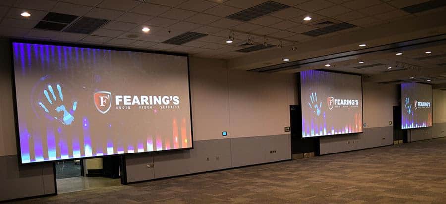 Photo of video screens installed by Fearing's Audio Video Security at the Alliant Energy Center